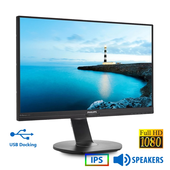 Used Monitor 241B7QUPEB/00 IPS LED/Philips/24"FHD/1920x1080/Wide/Black/w/Speakers/USB Docking/D-SUB