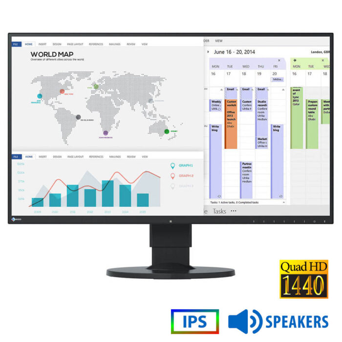 Used Monitor FlexScan EV2750 IPS LED/Eizo/27"QHD/2560x1440/Wide/Black/w/Speakers/DVI-D & DP & USB US