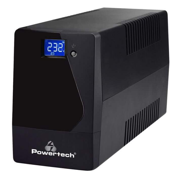 POWERTECH UPS Line Interactive PT-850LCD με οθόνη, 850VA, 510W, 2x Schuko, 2x RJ45/RJ11