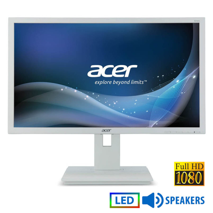 Used (A-) Monitor B246HL LED/Acer/24"FHD/1920x1080/Wide/White/w/Speakers/Grade A-/D-SUB & DVI-D