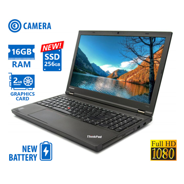 Lenovo ThinkPad T540P i7-4700MQ/15.6"FHD/16GB DDR3/256GB SSD New/DVD/Nvidia 2GB/Camera/New Battery/8