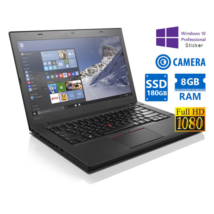 Lenovo (B) ThinkPad T460 i5-6300U/14"FHD/8GB DDR3/180GB SSD/No ODD/Camera/10P Grade B Refurbished La