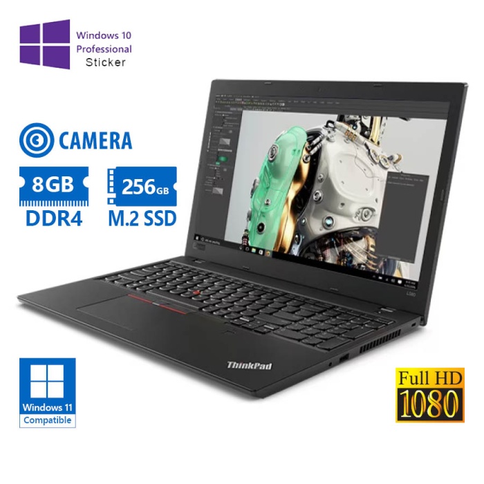 Lenovo (A-) ThinkPad L580 i5-8250U/15.6"FHD/8GB DDR4/256GB M.2 SSD/No ODD/Camera/10P Grade A- Refurb