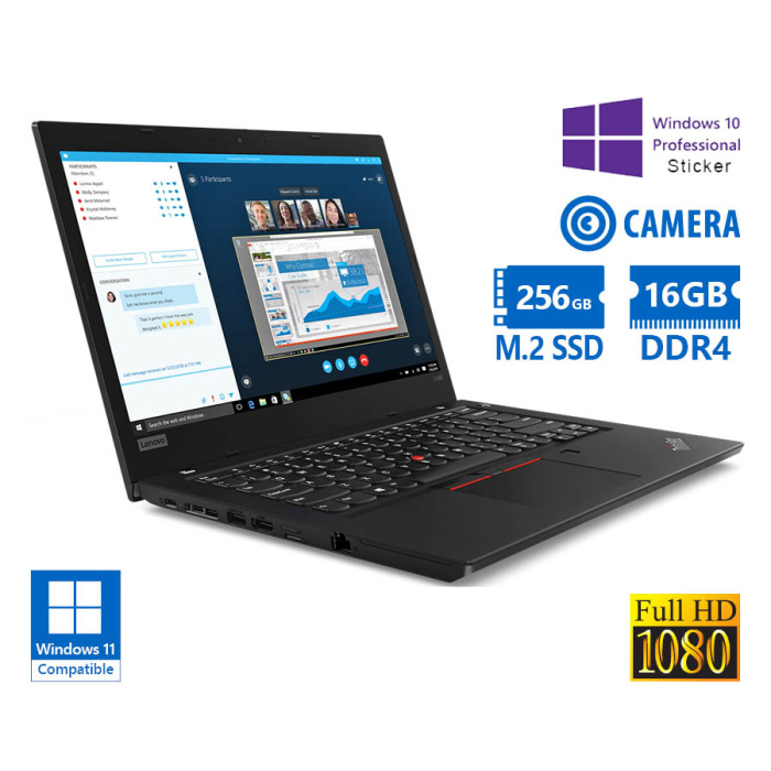 Lenovo ThinkPad L480 i5-8250U/14"FHD/16GB DDR4/256GB M.2 SSD/No ODD/Camera/10P Grade A Refurbished L