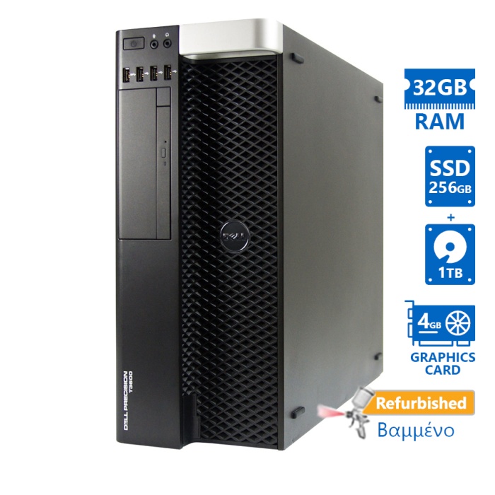 Dell Precision T3600 Tower Xeon E5-1620(4-Cores)/32GB DDR3/256GB SSD & 1TB/Nvidia 4GB/DVD/Grade A+ W